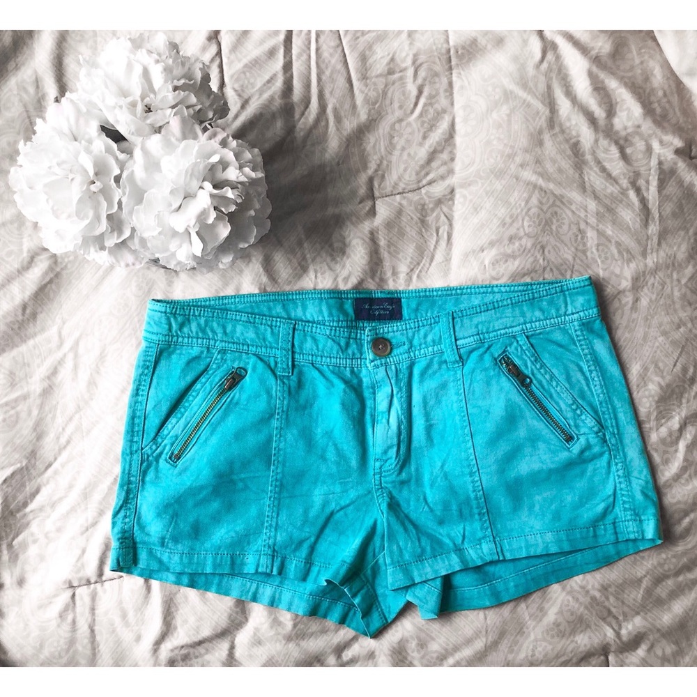 American Eagle Teal Wash Stretch Shorts Sz 14